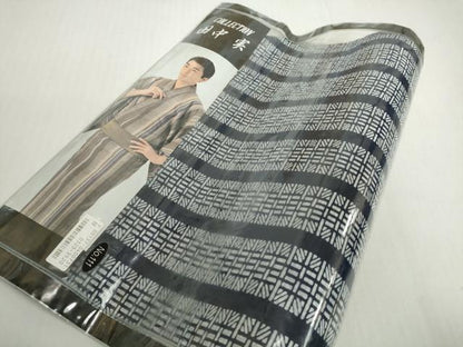 平和屋着物＊夏物　男性　浴衣　反物　着尺　田中実コレクション　両面染　紗綾形×間道　綿　逸品　未使用　DABH2259zzz