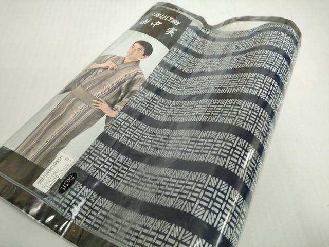 平和屋着物＊夏物　男性　浴衣　反物　着尺　田中実コレクション　両面染　紗綾形×間道　綿　逸品　未使用　DABH2259zzz
