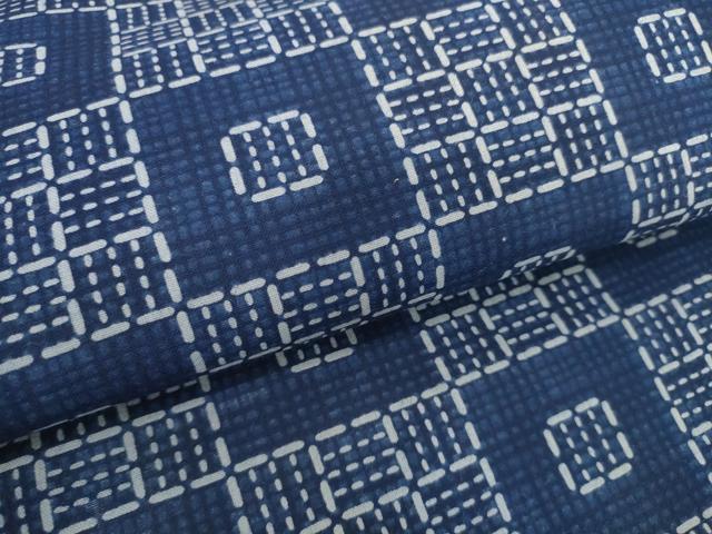 平和屋着物＊夏物　男性　浴衣　反物　着尺　田中実コレクション　両面染　市松×格子　綿　逸品　未使用　DABH2264zzz