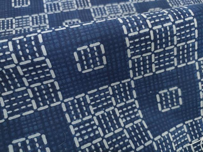 平和屋着物＊夏物　男性　浴衣　反物　着尺　田中実コレクション　両面染　市松×格子　綿　逸品　未使用　DABH2264zzz