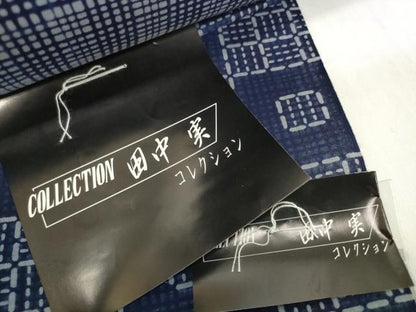平和屋着物＊夏物　男性　浴衣　反物　着尺　田中実コレクション　両面染　市松×格子　綿　逸品　未使用　DABH2264zzz