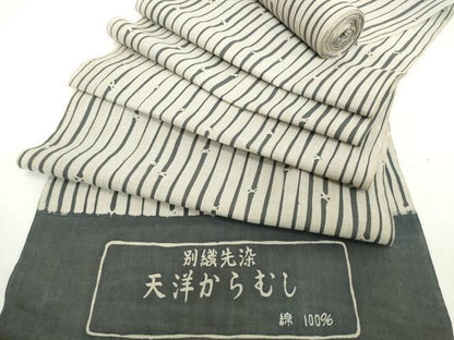 平和屋着物＊夏物　浴衣　反物　着尺　天洋からむし　竹節間道　綿　逸品　未使用　DABH2266zzz