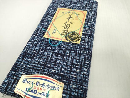 平和屋着物＊夏物　男性　浴衣　反物　着尺　十八番染　染色堅牢　格子　キングサイズ　綿　逸品　未使用　DABH2267zzz