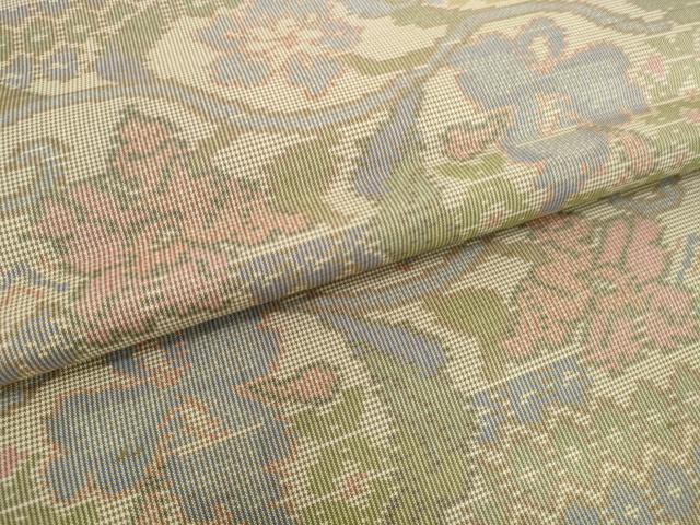 平和屋着物▼本場大島紬　反物　着尺　7マルキ　花唐草文　証紙付き　逸品　未使用　DABH2301zzz
