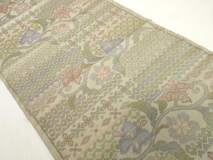 平和屋着物▼本場大島紬　反物　着尺　7マルキ　花唐草文　証紙付き　逸品　未使用　DABH2301zzz