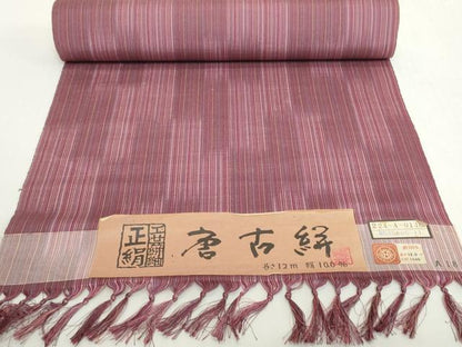 平和屋着物▼西陣　紬　反物　着尺　唐古絣　霞間道　証紙付き　逸品　未使用　DABH2305zzz