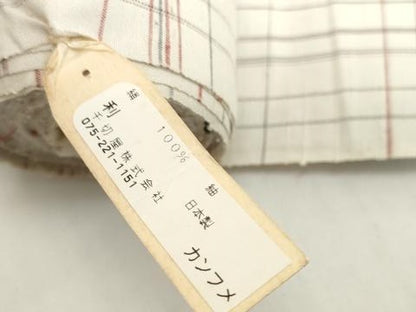 平和屋着物●京都の和装業の老舗一門　千切屋　紬　反物　着尺　古紅花玉絣　格子　証紙付き　逸品　未使用　DABH2307zzz