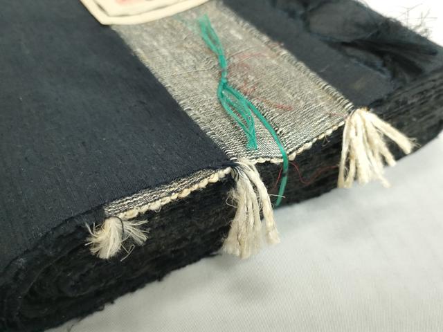 平和屋着物▼男性　美あさ紬　反物　着尺　ネービーブルー色　中長謹製　証紙付き　逸品　未使用　DABH2342zzz