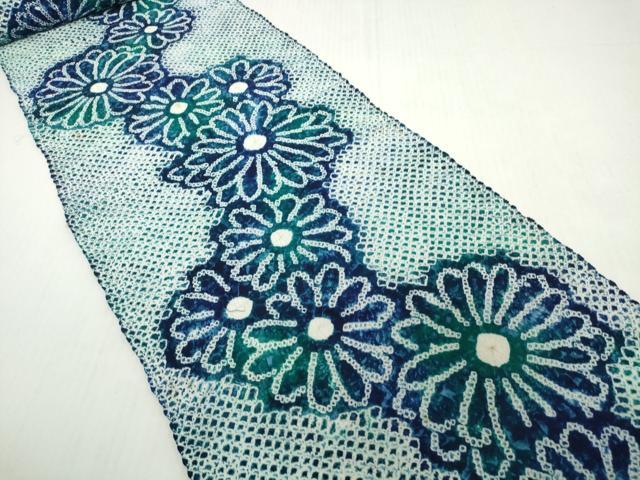 平和屋着物＊夏物　有松鳴海絞り　浴衣　反物　着尺　花繋ぎ　綿　逸品　未使用　DABH2350zzz