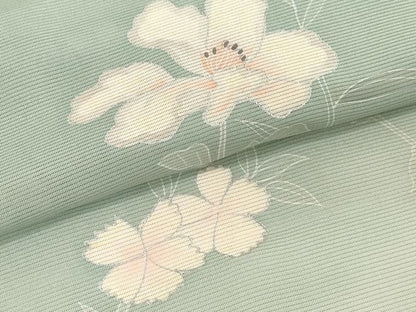 平和屋着物＊夏物　付下げ　反物　着尺　絽　刺繍　草花文　逸品　未使用　DABG6437zzz