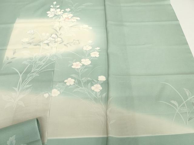 平和屋着物＊夏物　付下げ　反物　着尺　絽　刺繍　草花文　逸品　未使用　DABG6437zzz