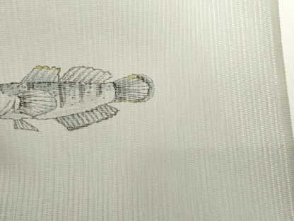 平和屋着物＊夏物　付下げ　反物　着尺　縦絽　手描き　鯊 ハゼ　千草鼠色　上代41万　逸品　未使用　DABH2362zzz