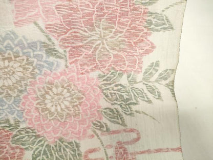 平和屋着物＊夏物　小千谷ちぢみ　反物　着尺　霞花尽くし　証紙付き　麻　逸品　未使用　DABH2363zzz