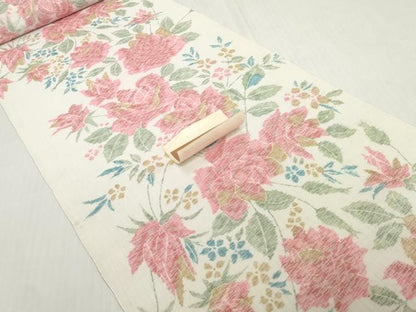 平和屋着物＊夏物　小千谷ちぢみ　反物　着尺　草花文　証紙付き　麻　逸品　未使用　DABH2365zzz