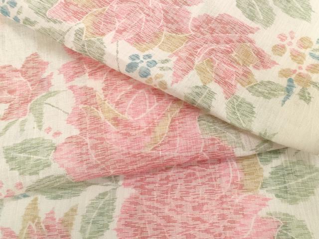平和屋着物＊夏物　小千谷ちぢみ　反物　着尺　草花文　証紙付き　麻　逸品　未使用　DABH2365zzz