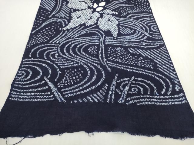 平和屋着物＊夏物　有松鳴海絞り　浴衣　反物　着尺　杜若　カキツバタ　綿　逸品　未使用　DABH2390zzz