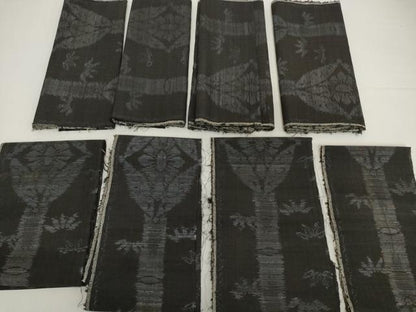 平和屋着物▼紬　解き反物　着尺　裁断済　七宝花文　笹竹　逸品　DABH2395zzz