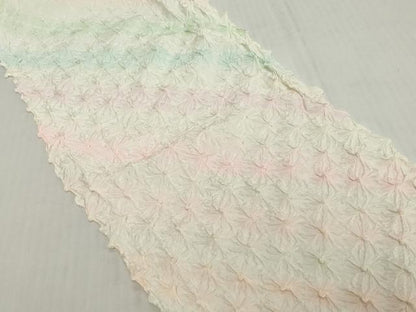 平和屋着物▼長襦袢　反物　着尺　湯のし前　総絞り　斜線文　逸品　未使用　DABH2416zzz