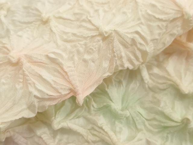 平和屋着物▼長襦袢　反物　着尺　湯のし前　総絞り　斜線文　逸品　未使用　DABH2416zzz