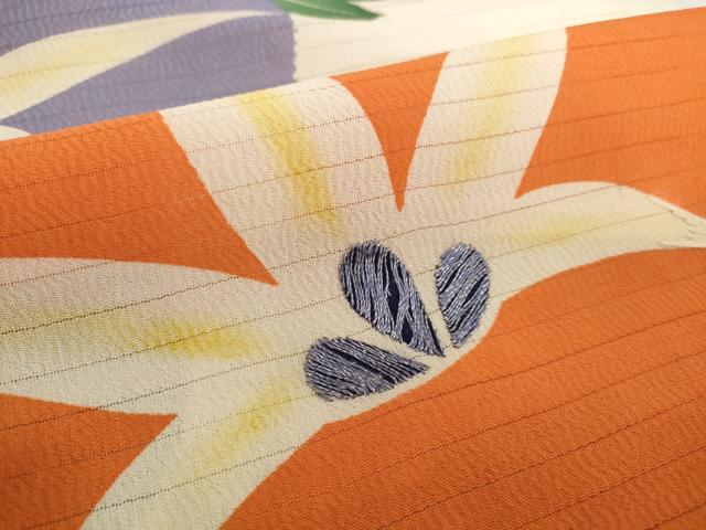 平和屋着物＊夏物　アンティーク　大正ロマン　名古屋帯　帯反物　刺繍　朝顔　アサガオ　逸品　未使用　DABH2418zzz