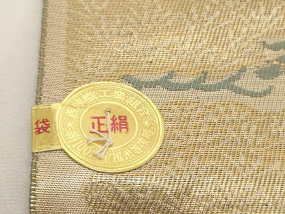 平和屋着物▼西陣　名古屋帯　帯反物　京洛百景　金閣寺　証紙付き　逸品　未使用　DABH2420zzz