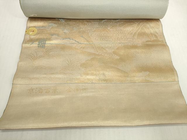 平和屋着物▼西陣　名古屋帯　帯反物　京洛百景　金閣寺　証紙付き　逸品　未使用　DABH2420zzz