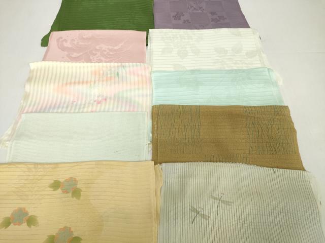 平和屋着物＊夏物　和装小物　帯揚げ10枚セット　絽 縦絽 絽縮緬 紗　蜻蛉 市松 桔梗 流水花 紫陽花　逸品　DABH2431zzz