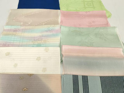 平和屋着物＊夏物　和装小物　帯揚げ10枚セット　絽 絽縮緬 紗　間道 舞花 桔梗地紋 撫子 流水地紋　金糸　逸品　DABH2437zzz