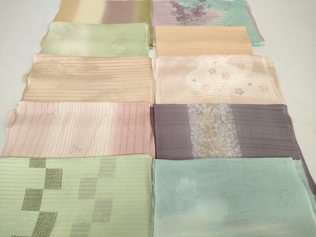 平和屋着物＊夏物　和装小物　帯揚げ10枚セット　絽 縦絽 絽縮緬 紗　流水撫子 市松 蜻蛉 草花　金糸　丹後ちりめん　逸品　DABH2440zzz