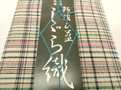 平和屋着物＊夏物　阿波しじら織　浴衣　反物　着尺　正藍染　格子　証紙付き　綿　逸品　未使用　DABH2508zzz