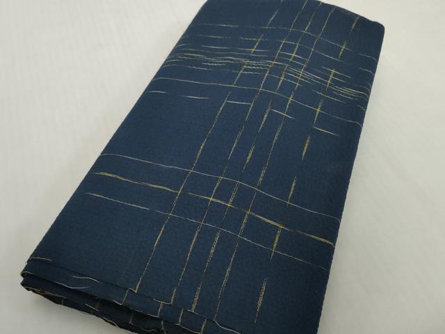 平和屋着物＊夏物　阿波しじら織　浴衣　反物　着尺　正藍染　格子　綿　逸品　未使用　DABH2512zzz