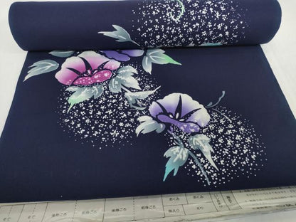 平和屋着物＊夏物　浴衣　反物　着尺　注染　朝顔　アサガオ　綿　逸品　未使用　DABH2516zzz