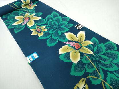 平和屋着物＊夏物　浴衣　反物　着尺　KANAKO NAKAJOH　注染　花繋ぎ　綿　逸品　未使用　DABH2518zzz