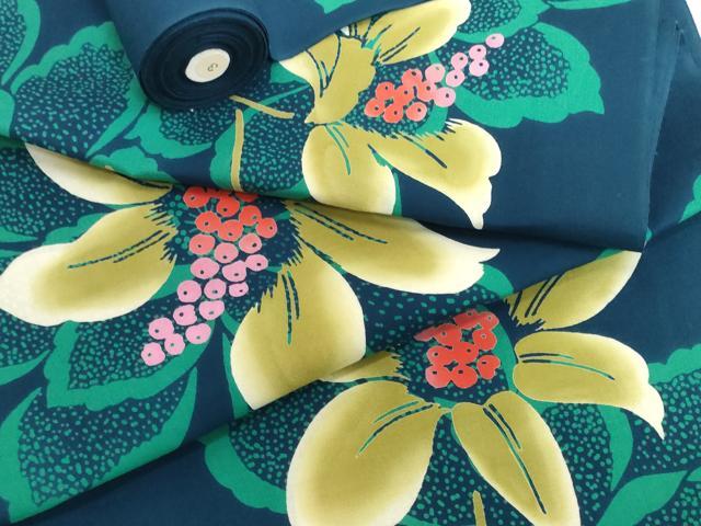平和屋着物＊夏物　浴衣　反物　着尺　KANAKO NAKAJOH　注染　花繋ぎ　綿　逸品　未使用　DABH2518zzz