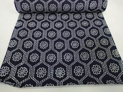 平和屋着物＊夏物　浴衣　着尺　注染　亀甲花文　綿　逸品　未使用　DABH2522zzz