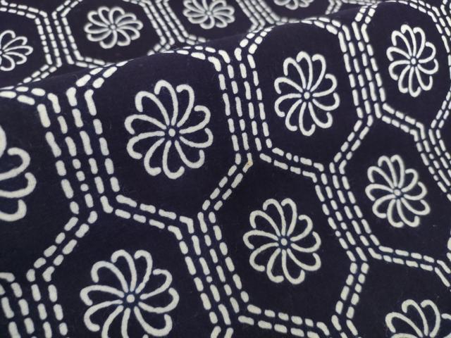 平和屋着物＊夏物　浴衣　着尺　注染　亀甲花文　綿　逸品　未使用　DABH2522zzz