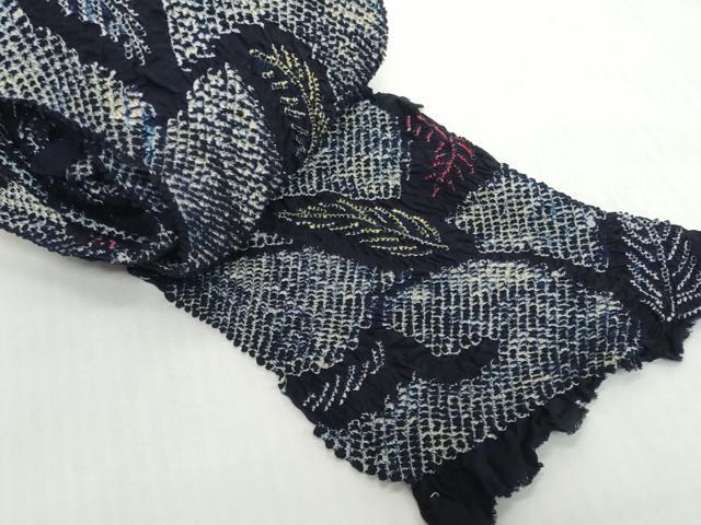 平和屋着物＊夏物　有松鳴海絞り　浴衣　着尺　湯のし前　葉繋ぎ　綿　逸品　未使用　DABH2529zzz