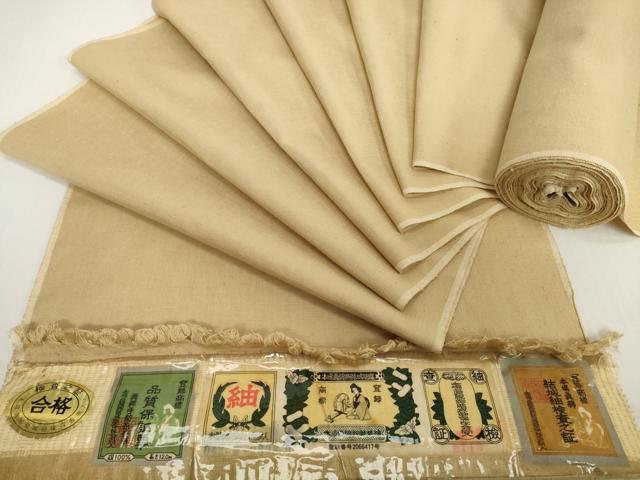 平和屋着物●本場真綿絢結城紬　反物　着尺　榛色　証紙付き　逸品　未使用　DABH2534zzz