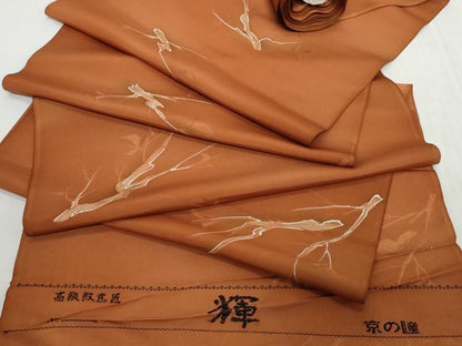 平和屋着物▼羽織・コート　反物　羽尺　地紋起こし　樹枝文　逸品　未使用　DABH2548zzz