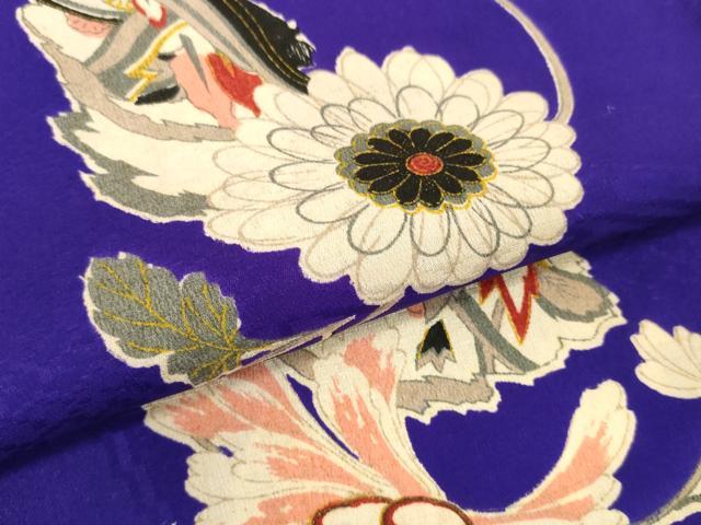 平和屋着物▼アンティーク　大正ロマン　羽織・コート　反物　羽尺　菊　逸品　未使用　DABH2550zzz