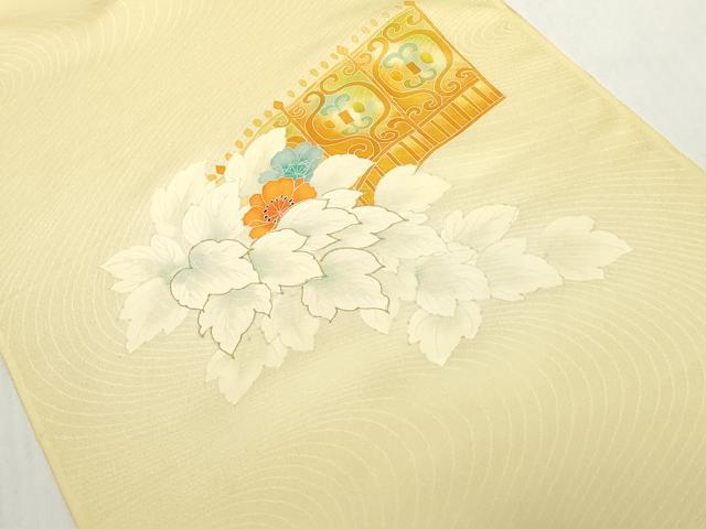 平和屋着物▼付下げ　反物　着尺　裁断済　舞花文　金彩　逸品　未使用　DABH2555zzz