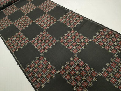 平和屋着物▼本場村山大島紬　解き反物　着尺　市松文様　逸品　DABH2557zzz