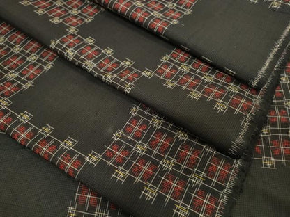 平和屋着物▼本場村山大島紬　解き反物　着尺　市松文様　逸品　DABH2557zzz