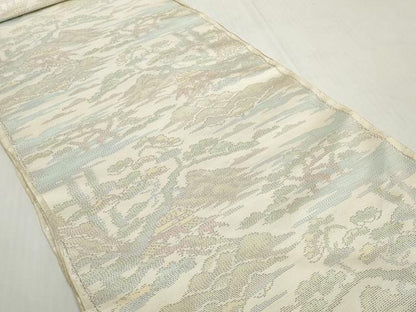 平和屋着物●本場大島紬　白大島　反物　着尺　風景文　証紙付き　逸品　未使用　DABH2563zzz