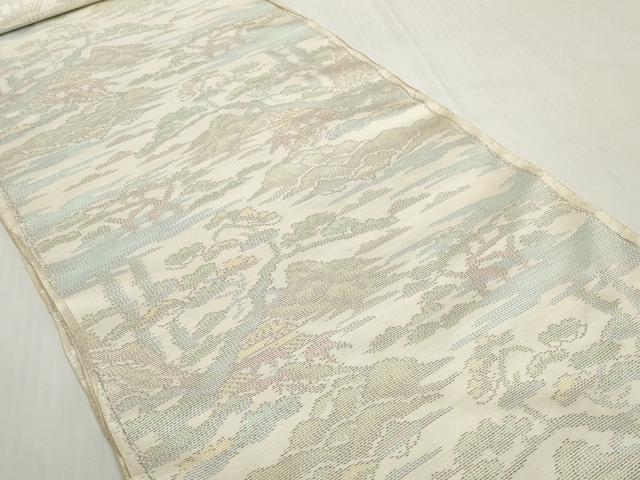 平和屋着物●本場大島紬　白大島　反物　着尺　風景文　証紙付き　逸品　未使用　DABH2563zzz