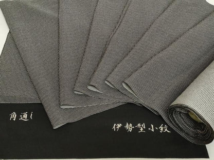 平和屋着物▼江戸小紋　反物　着尺　伊勢型　角通し　黒地　逸品　未使用　DABH2570zzz