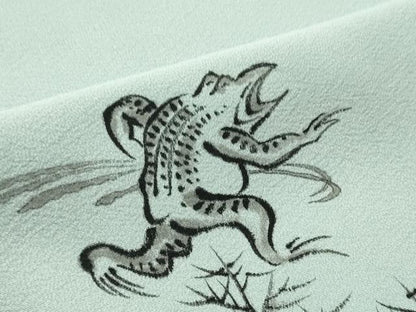 平和屋着物●付下げ　解き反物　着尺　手描き　鳥獣戯画　上代53万　逸品　DABH2585zzz