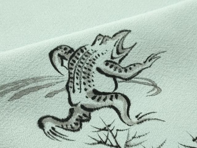 平和屋着物●付下げ　解き反物　着尺　手描き　鳥獣戯画　上代53万　逸品　DABH2585zzz