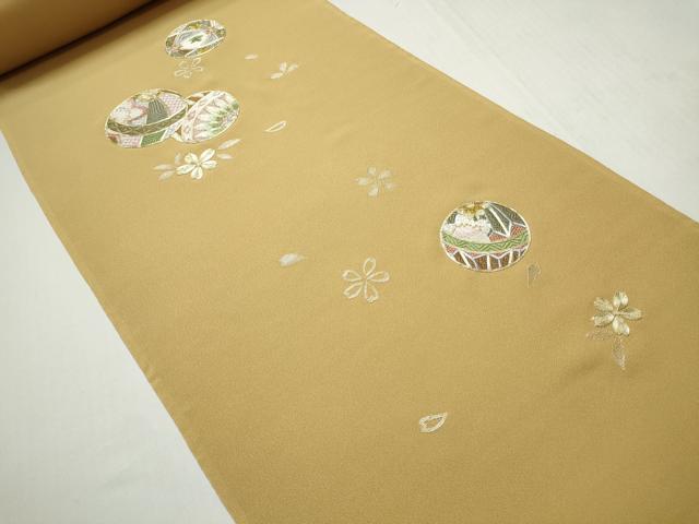 平和屋着物●付下げ　反物　着尺　共八掛付き　駒刺繍　総刺繍　手毬花文　逸品　未使用　DABH2586zzz
