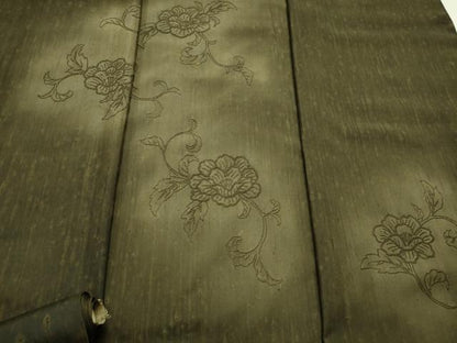 平和屋着物●国際的伝統工芸作家 十二代・藤林徳扇 苑寿 中国三大刺繍 相良総刺繍 付下げ 反物 着尺 紬地 花唐草 逸品 未使用 DABH2589zzz